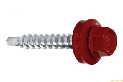 Wkręt samowiercący 4,8x25 RAL 3011 z EPDM do mocowania blach do podłoża drewnianego / 250 szt.