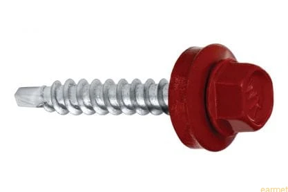 Wkręt samowiercący 4,8x25 RAL 3011 z EPDM do mocowania blach do podłoża drewnianego / 250 szt.
