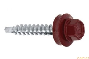 Wkręt farmerski samowiercący 4,8x25 RAL 3005 z EPDM do mocowania blach do podłoża drewnianego / 250 szt.