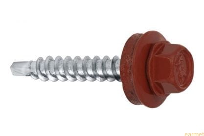Wkręt samowiercący 4,8x25 RAL 3009 z EPDM do mocowania blach do podłoża drewnianego / 250 szt.