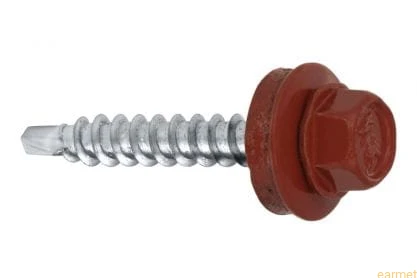 Wkręt samowiercący 4,8x25 RAL 3009 z EPDM do mocowania blach do podłoża drewnianego / 250 szt.