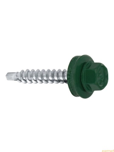 Wkręt samowiercący 4,8x25 RAL6005 z EPDM do mocowania blach do podłoża drewnianego / 250 szt.