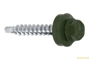 Wkręt farmerski samowiercący 4,8x25 RAL 6020 z EPDM do mocowania blach do podłoża drewnianego / 250 szt