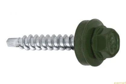 Wkręt samowiercący 4,8x25 RAL 6020 z EPDM do mocowania blach do podłoża drewnianego / 250 szt