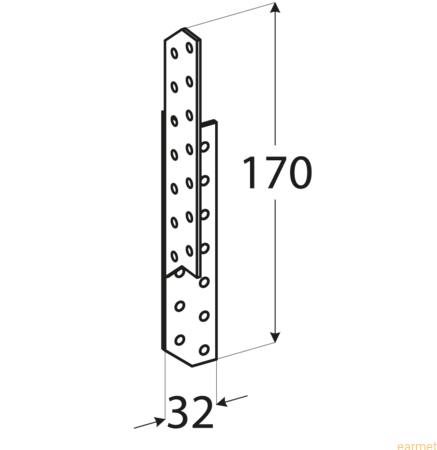 Łącznik krokwiowy LK 2 / 172x32 / op=20 szt. - prawy