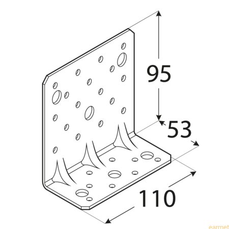 Kątownik z przetłoczeniem KPK 13 / 95x53x110 / op=20 szt.