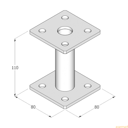 Podstawa słupa PMF 80 / 80x80x100x4,0 / CZARNA