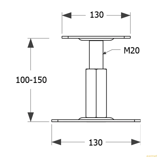 Podstawa słupa PR 130/130  / 130x130x3,0 / CZARNY