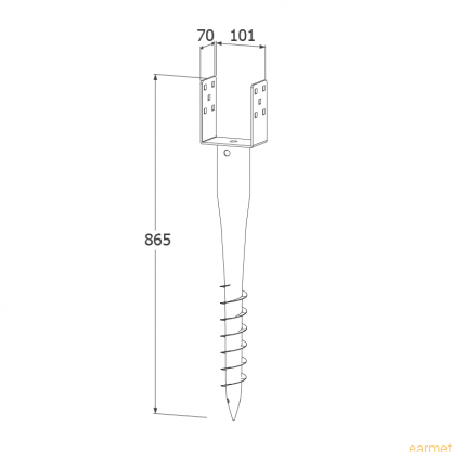 Podstawa słupa wkręcana PWU / 100x865x1,8 mm /