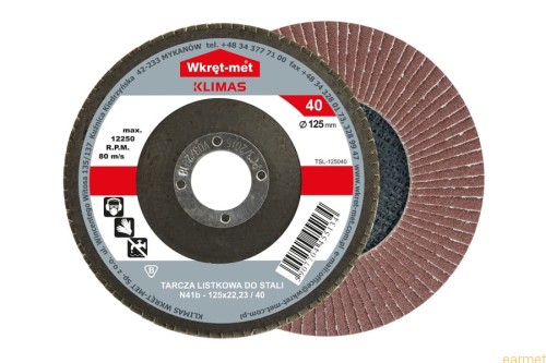 Tarcza listkowa do stali z talerzem z włókna szklanego TSL - 125 x 22 / 60 (5szt)