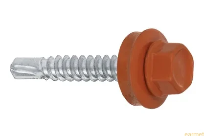 Wkręt samowiercący 4,8x35 RAL 8004 z EPDM do mocowania blach do podłoża stalowego / 250 szt.