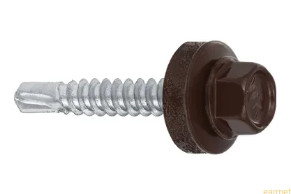 Wkręt samowiercący 4,8x25 RAL 8017 z EPDM do mocowania blach do podłoża stalowego / 250 szt.