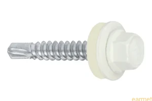 Wkręt farmer samowiercący 4,8x25 RAL9010 z EPDM do mocowania blach do podłoża stalowego / 250 szt.