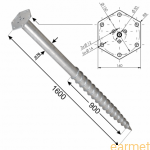 Podstawa słupa wkręcana PWM 76x1600 / 76x1600x3,0 mm / Sześciokątna