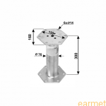 PWB 76x300 / 185x160x300x8,0 mm / Przedłużenie podstawy PWM sześciokątna