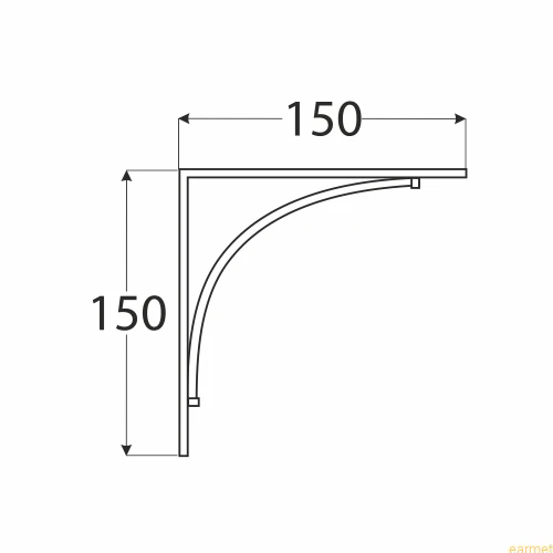 Wspornik ozdobne BOW 150 / 150x150 mm / srebrny matowy / op=2 szt