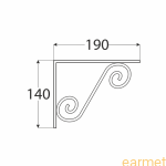 Wspornik ornamentowy kuty WOZ 190 / 190x140 mm / gradowany srebrny / op=2 szt