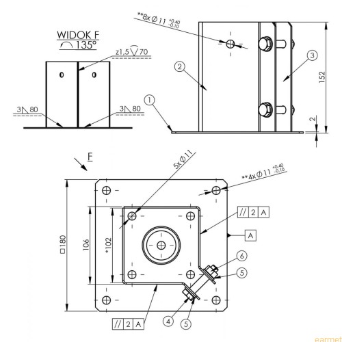 Podstawa słupa PSPA 100 / 102x150x2,0 /