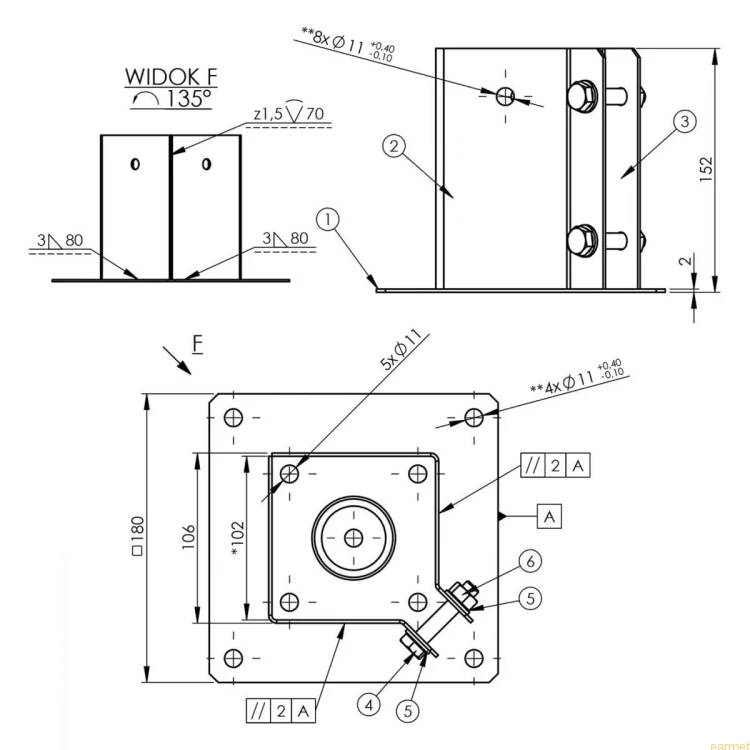 Podstawa słupa PSPA 100 / 102x150x2,0 /
