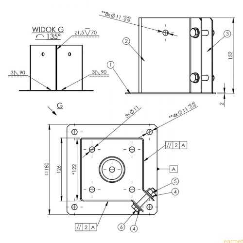 Podstawa słupa PSPA 120 / 122x150x2,0 /