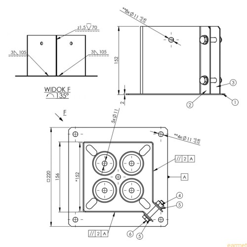 Podstawa słupa PSPA 150 / 152x150x2,0 /