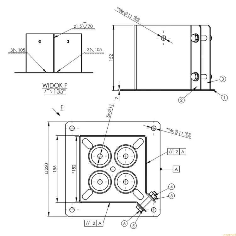 Podstawa słupa PSPA 150 / 152x150x2,0 /