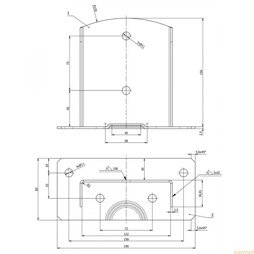 Podstawa słupa PSD 120 / 122x150x2,5 / 1 szt