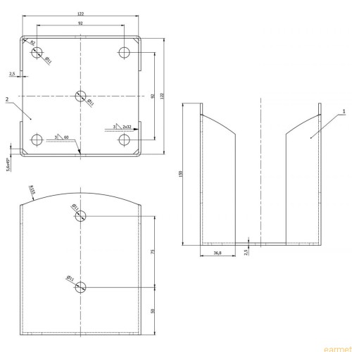 Podstawa słupa PSPW 120 / 122x150x2,5 /
