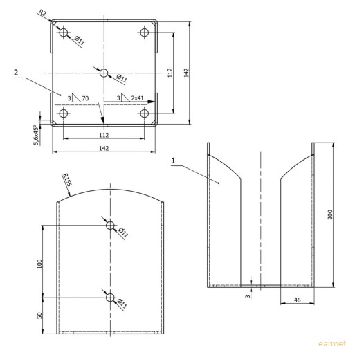 Podstawa słupa PSPW 140 / 143x200x3,0 /