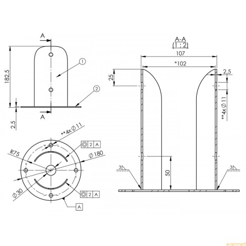 Podstawa słupa PSPOD 100 / 102x180x2,5 /