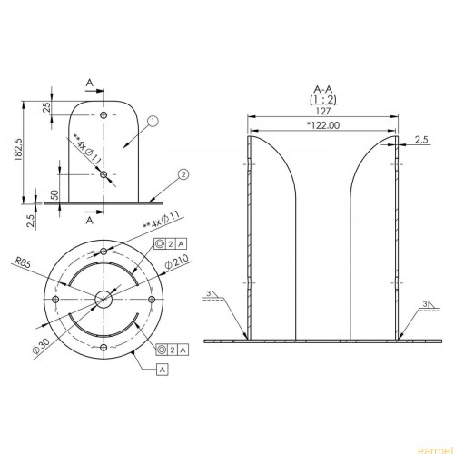 Podstawa słupa PSPOD 120 / 122x180x2,5 /