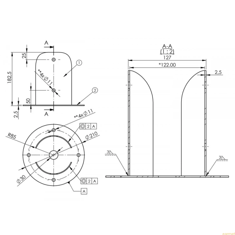 Podstawa słupa PSPOD 120 / 122x180x2,5 /