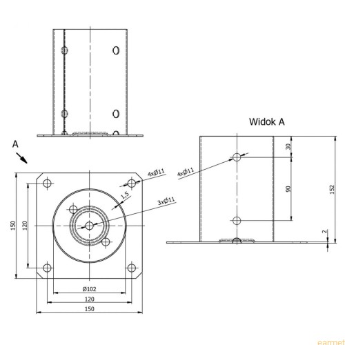Podstawa słupa PSPO 100 / 101x150x150 /