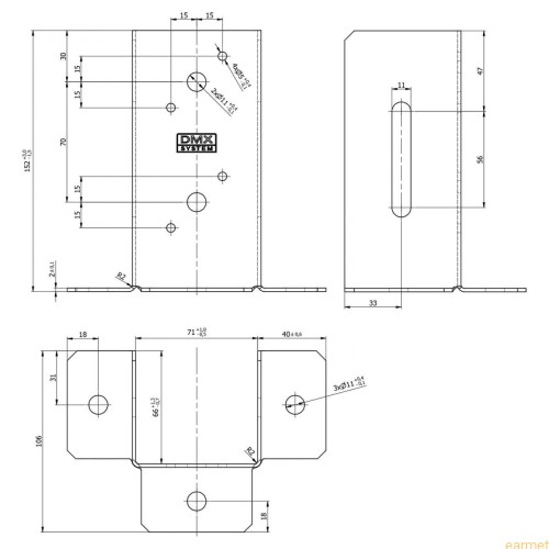 Podstawa słupa PSP DX 070 / 71x152x151x65 /