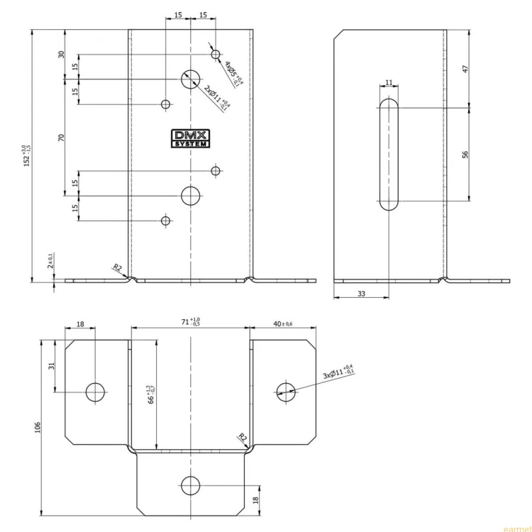 Podstawa słupa PSP DX 070 / 71x152x151x65 /