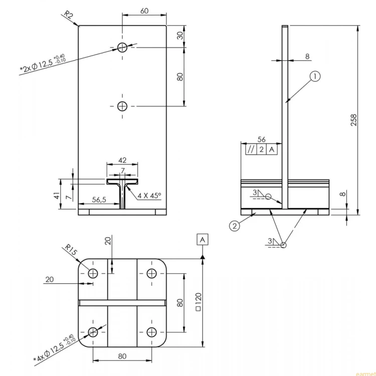 Podstawa słupa PUW 120 / 120x250x8,0 / ZŁOTY