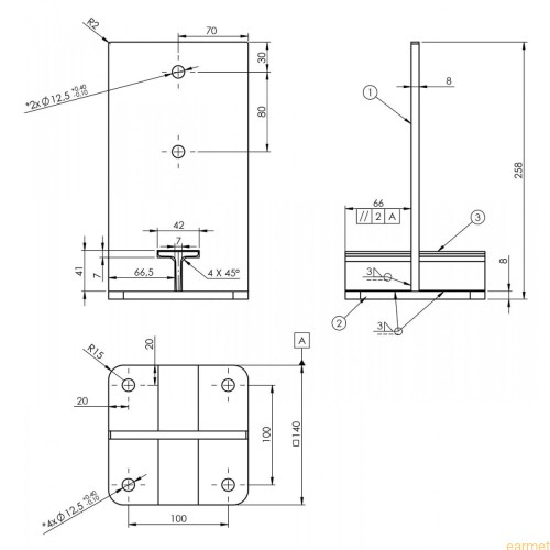Podstawa słupa PUW 140 / 140x250x8,0 /