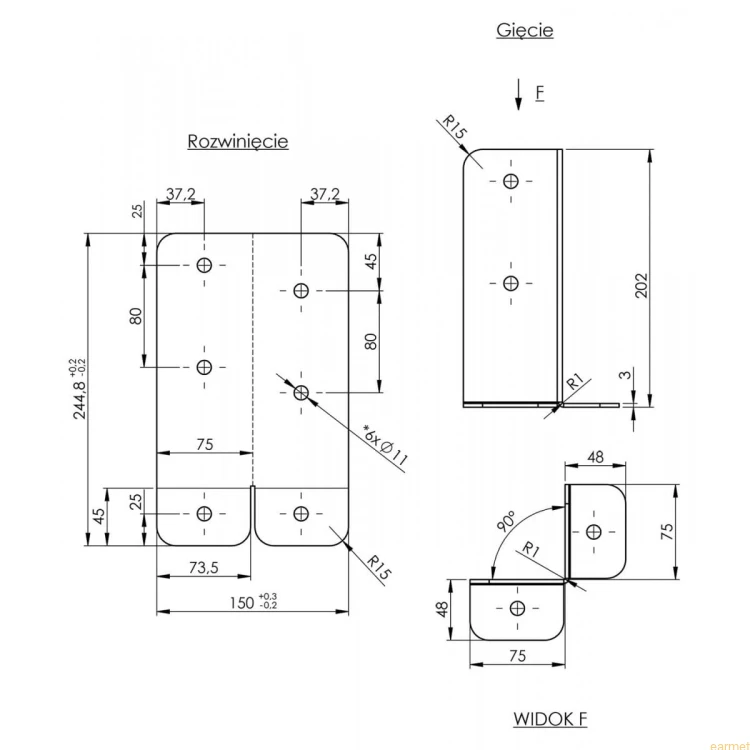 Podstawa słupa PSB 75/ 75x75x200x3,0 /