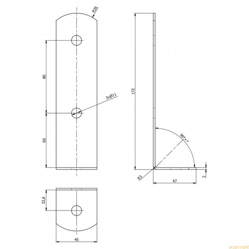 Podstawa słupa PSC 45/ 45x170x2,0 /