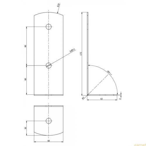 Podstawa słupa PSC 60 / 60x170x2,0 /