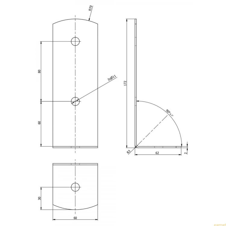Podstawa słupa PSC 60 / 60x170x2,0 /