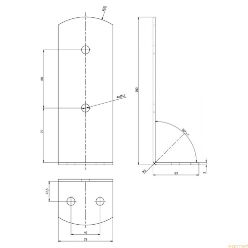 Podstawa słupa PSC 75 / 75x200x3,0 /