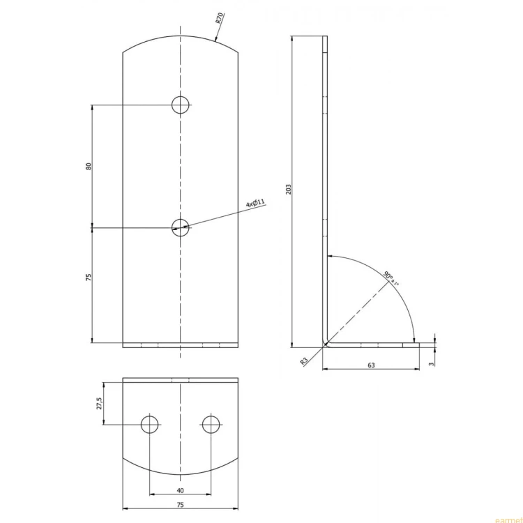 Podstawa słupa PSC 75 / 75x200x3,0 /