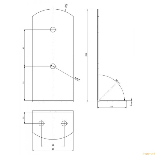 Podstawa słupa PSC 90 / 90x200x3,0 /