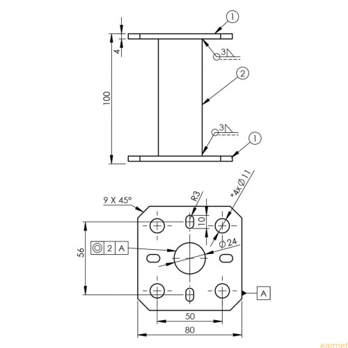Podstawa słupa PMF 80 / 80x80x100x4,0 /