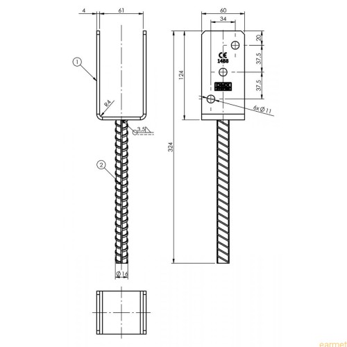 Podstawa słupa PS 060 U / 61x324x120 /