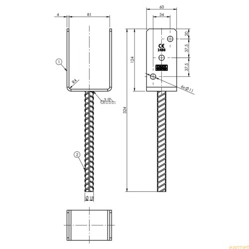 Podstawa słupa PS 080 U / 81x324x120 /