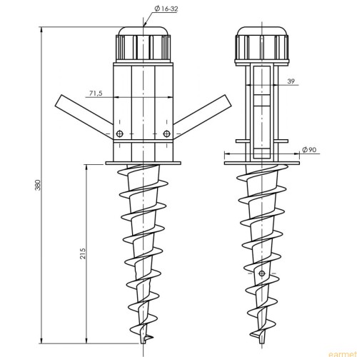 Podstawa parasola PWA / 16-32x380 /