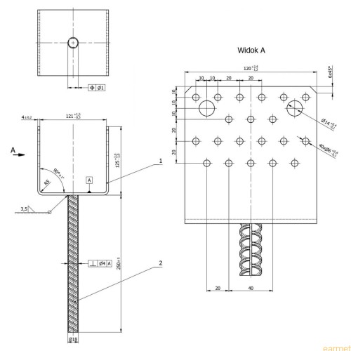 Podstawa słupa PSS 120 / 121x125x120x250 /