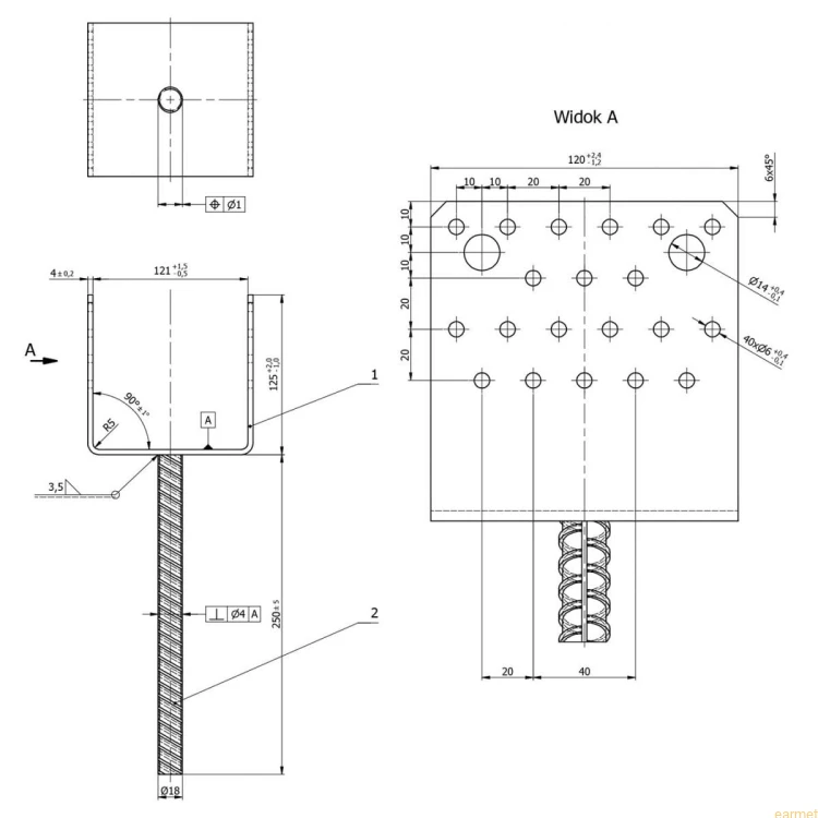 Podstawa słupa PSS 120 / 121x125x120x250 /